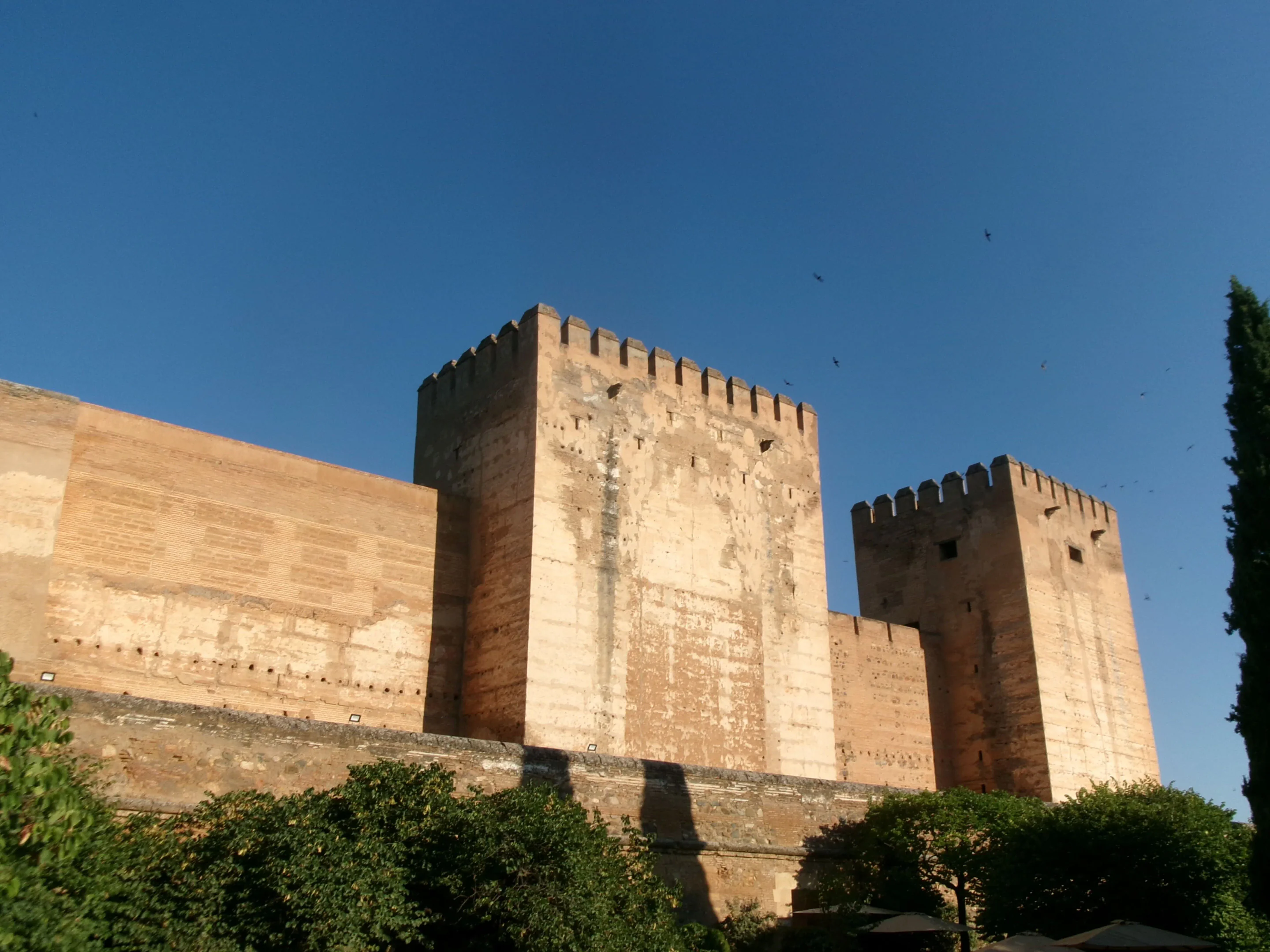 Walls and towers of the Alhambra in Granada